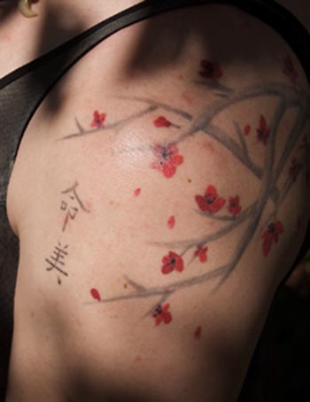 cherry blossom tree tattoo side. hot cherry tree tattoo
