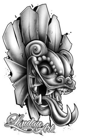 Aztec tattoo flash art and