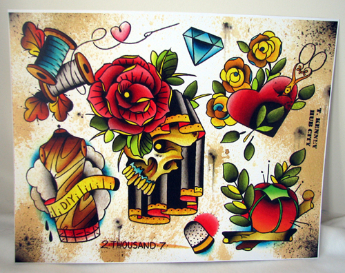A tattoo flash is a tattoo design printed or drawn on paper or cardboard,