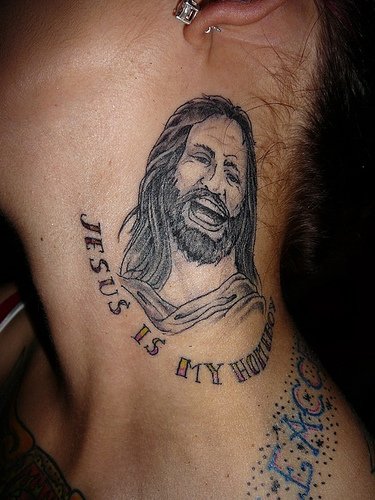 Jesus Neck Tattoo Designs