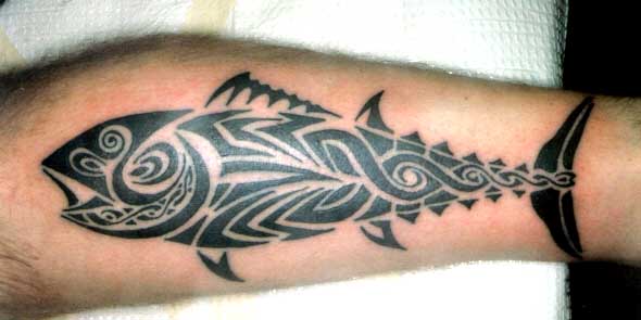 Tribal “FISH” Tattoo – Tattooed by Captain Bret. Looking out for our Tattoo 